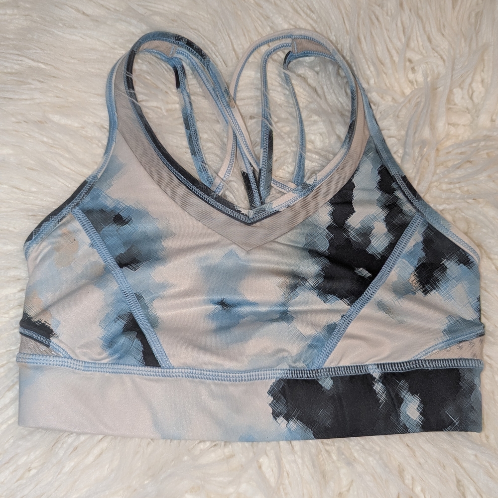 Lululemon SeaWheeze Energy Bra H2O Size 4 Ocean Blue Sports Strappy Athleisure